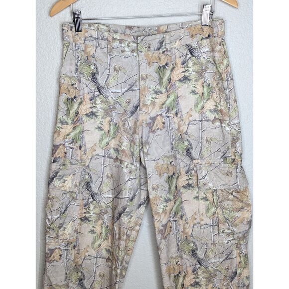 Cozi Footlocker Camo Cargo Pants Brown Tree Size Wms M Wide Leg Casual Stretch - Picture 5 of 10